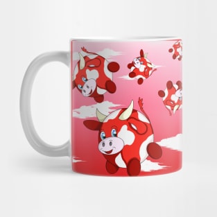 fun red bubble cows in a cloudy sky Mug